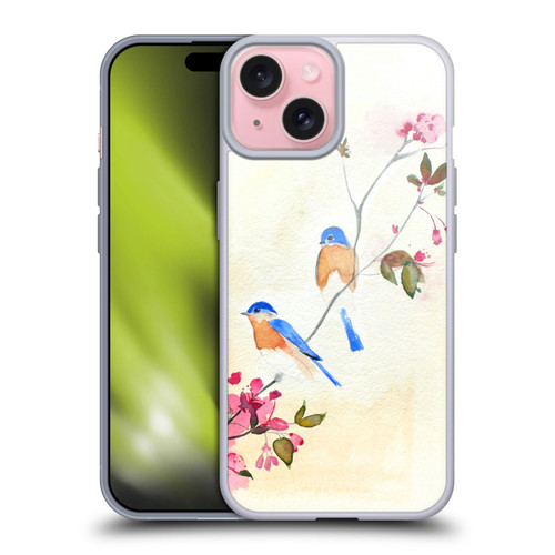 Mai Autumn Birds Blossoms Soft Gel Case for Apple iPhone 15