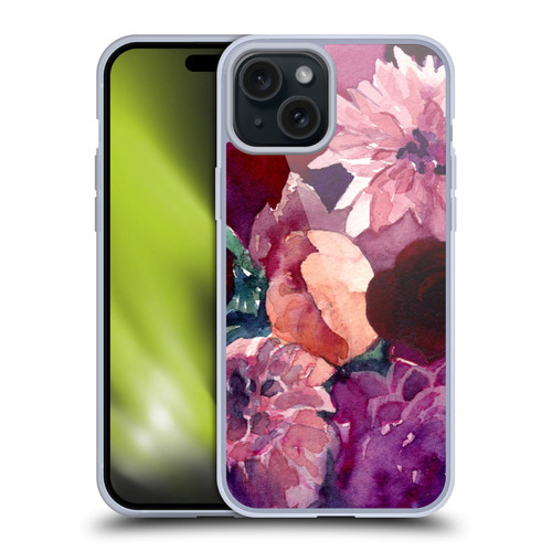 Mai Autumn Floral Garden Dahlias Soft Gel Case for Apple iPhone 15 Plus