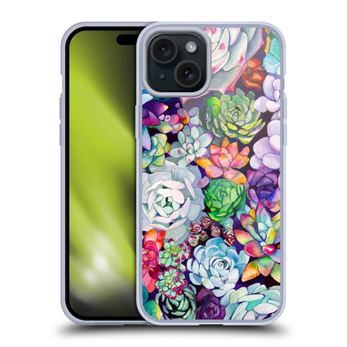 Mai Autumn Floral Garden Succulent Soft Gel Case for Apple iPhone 15 Plus