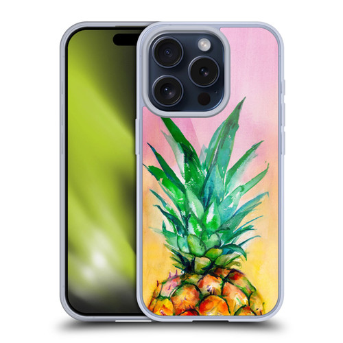 Mai Autumn Paintings Ombre Pineapple Soft Gel Case for Apple iPhone 15 Pro