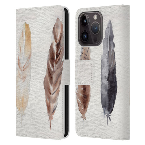 Mai Autumn Feathers Pattern Leather Book Wallet Case Cover For Apple iPhone 15 Pro