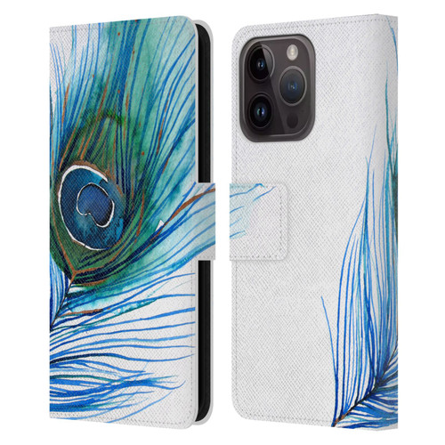 Mai Autumn Feathers Peacock Leather Book Wallet Case Cover For Apple iPhone 15 Pro