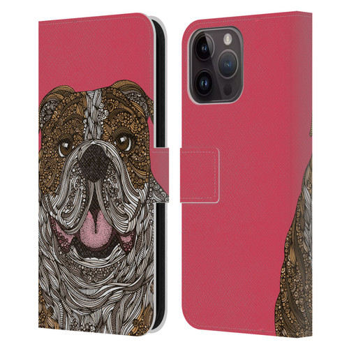Valentina Dogs English Bulldog Leather Book Wallet Case Cover For Apple iPhone 15 Pro Max