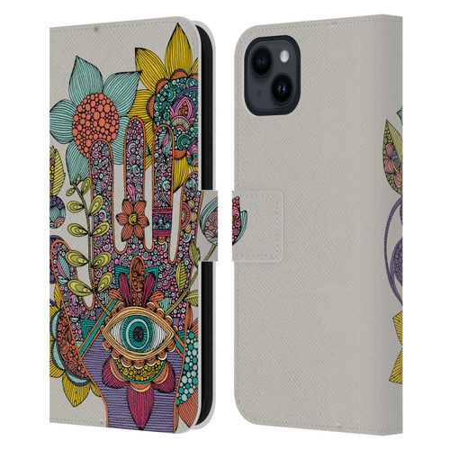 Valentina Symbols Illustration Hamsa Leather Book Wallet Case Cover For Apple iPhone 15 Plus