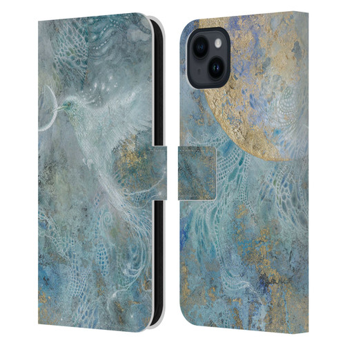 Stephanie Law Birds Silvers Of The Moon Leather Book Wallet Case Cover For Apple iPhone 15 Plus