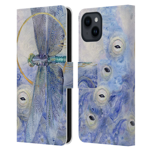 Stephanie Law Immortal Ephemera Dragonfly Leather Book Wallet Case Cover For Apple iPhone 15