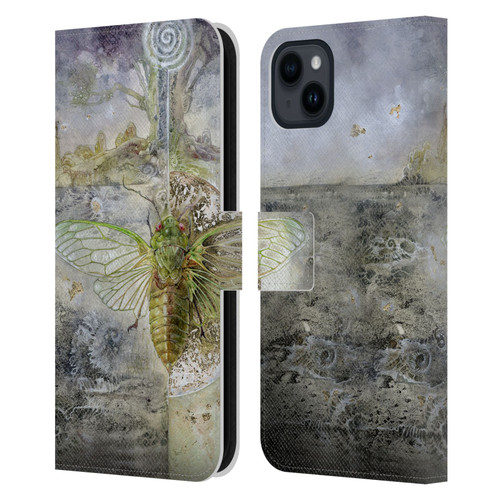 Stephanie Law Immortal Ephemera Cicada Leather Book Wallet Case Cover For Apple iPhone 15 Plus