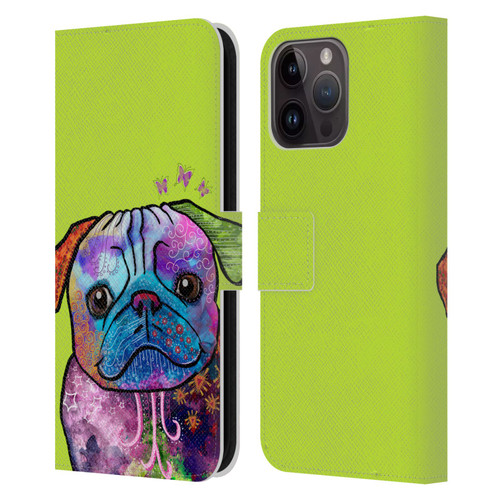 Duirwaigh Animals Pug Dog Leather Book Wallet Case Cover For Apple iPhone 15 Pro Max