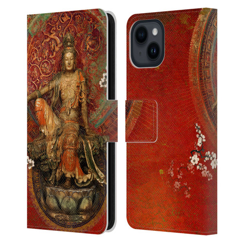 Duirwaigh God Quan Yin Leather Book Wallet Case Cover For Apple iPhone 15