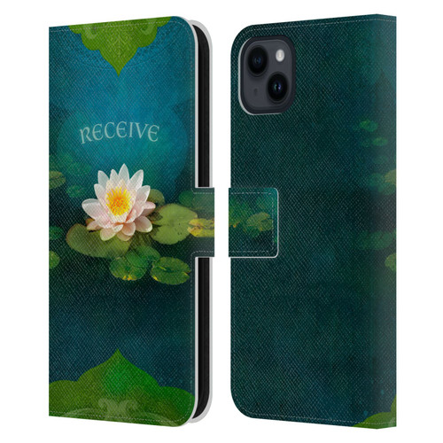 Duirwaigh God Receive Lotus Leather Book Wallet Case Cover For Apple iPhone 15 Plus