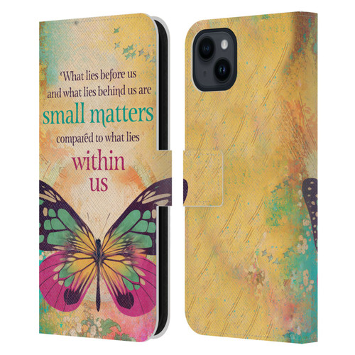 Duirwaigh Insects Butterfly 2 Leather Book Wallet Case Cover For Apple iPhone 15 Plus