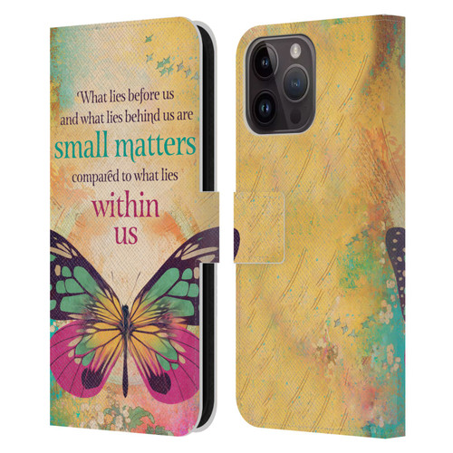 Duirwaigh Insects Butterfly 2 Leather Book Wallet Case Cover For Apple iPhone 15 Pro Max