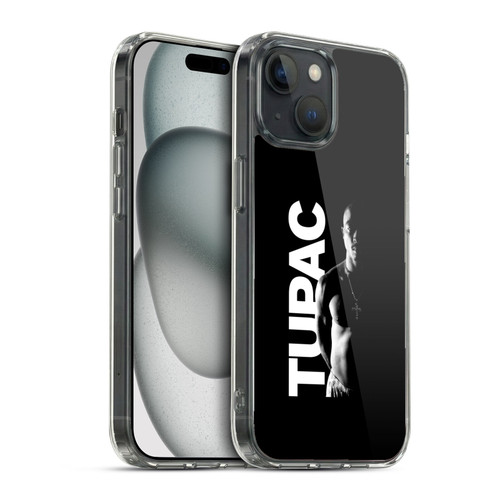 Tupac Shakur Key Art Black And White Soft Gel Case for Apple iPhone 15