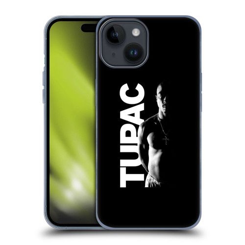 Tupac Shakur Key Art Black And White Soft Gel Case for Apple iPhone 15