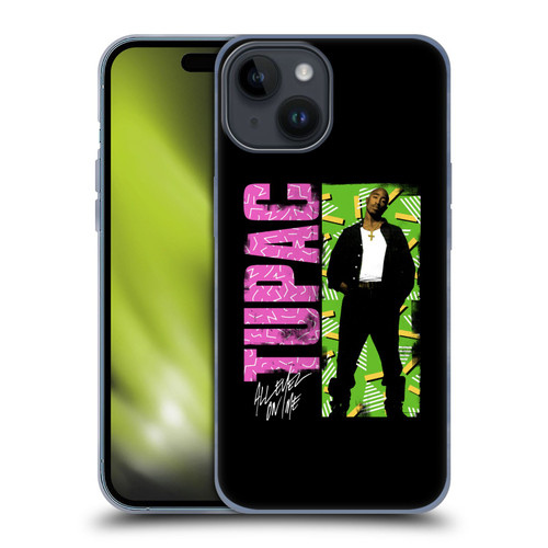 Tupac Shakur Key Art Distressed Look Soft Gel Case for Apple iPhone 15
