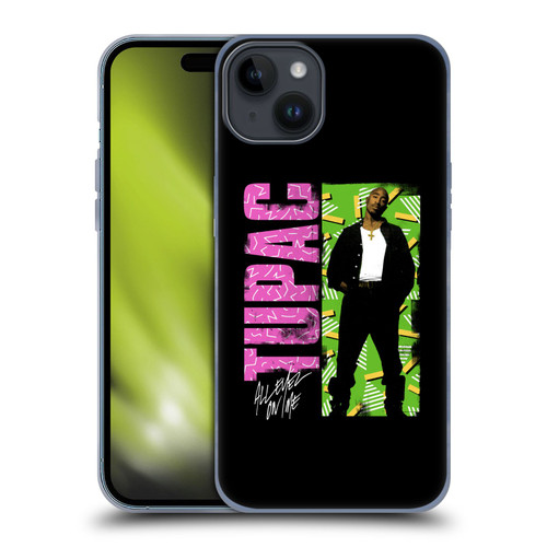 Tupac Shakur Key Art Distressed Look Soft Gel Case for Apple iPhone 15 Plus