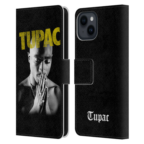 Tupac Shakur Key Art Golden Leather Book Wallet Case Cover For Apple iPhone 15