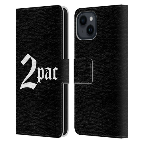 Tupac Shakur Logos Old English Leather Book Wallet Case Cover For Apple iPhone 15