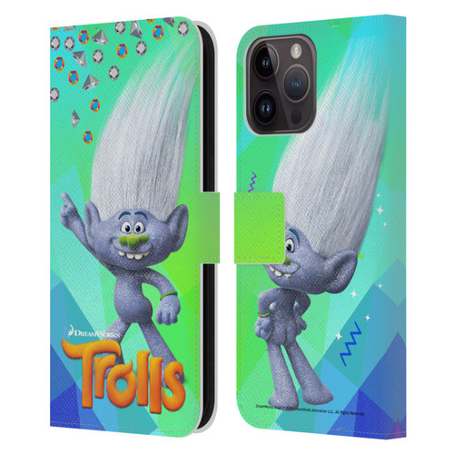 Trolls Snack Pack Guy Diamond Leather Book Wallet Case Cover For Apple iPhone 15 Pro Max