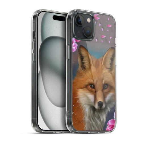 Ash Evans Animals Fox Peonies Soft Gel Case for Apple iPhone 15 Plus & MagSafe