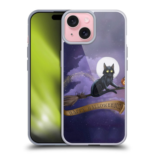 Ash Evans Black Cats Happy Halloween Soft Gel Case for Apple iPhone 15