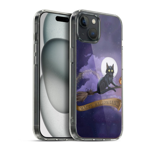 Ash Evans Black Cats Happy Halloween Soft Gel Case for Apple iPhone 15 Plus & MagSafe
