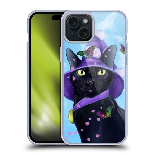 Ash Evans Black Cats Butterfly Sky Soft Gel Case for Apple iPhone 15 Plus