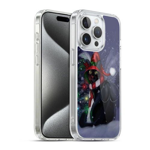 Ash Evans Black Cats Yuletide Cheer Soft Gel Case for Apple iPhone 15 Pro & MagSafe