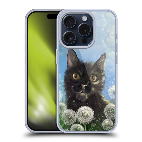 Ash Evans Black Cats 2 Dandelions Soft Gel Case for Apple iPhone 15 Pro