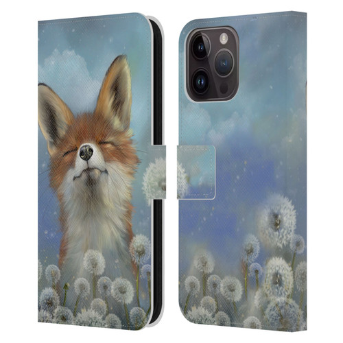 Ash Evans Animals Dandelion Fox Leather Book Wallet Case Cover For Apple iPhone 15 Pro Max