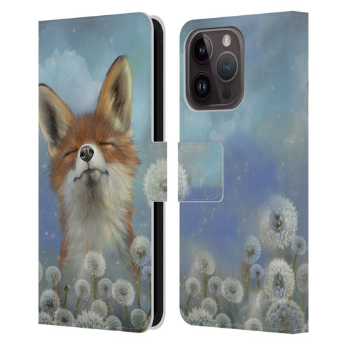 Ash Evans Animals Dandelion Fox Leather Book Wallet Case Cover For Apple iPhone 15 Pro