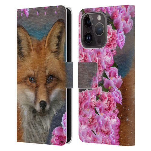 Ash Evans Animals Fox Peonies Leather Book Wallet Case Cover For Apple iPhone 15 Pro