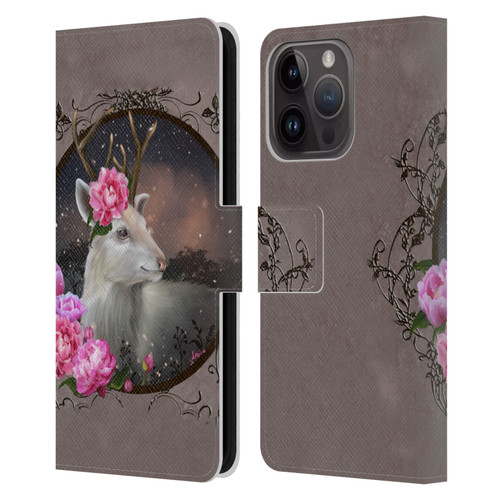 Ash Evans Animals White Deer Leather Book Wallet Case Cover For Apple iPhone 15 Pro