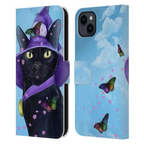 Ash Evans Black Cats Butterfly Sky Leather Book Wallet Case Cover For Apple iPhone 15 Plus