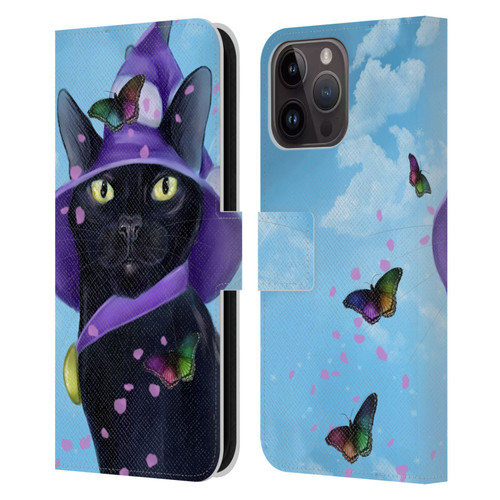 Ash Evans Black Cats Butterfly Sky Leather Book Wallet Case Cover For Apple iPhone 15 Pro Max