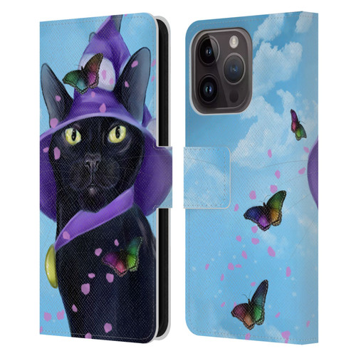 Ash Evans Black Cats Butterfly Sky Leather Book Wallet Case Cover For Apple iPhone 15 Pro