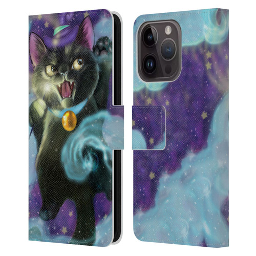 Ash Evans Black Cats Poof! Leather Book Wallet Case Cover For Apple iPhone 15 Pro