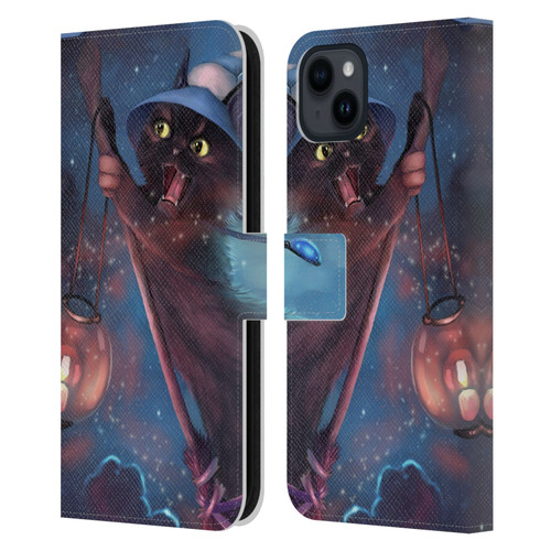 Ash Evans Black Cats 2 Magical Leather Book Wallet Case Cover For Apple iPhone 15 Plus