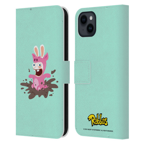 Rabbids Costumes Pig Leather Book Wallet Case Cover For Apple iPhone 15 Plus