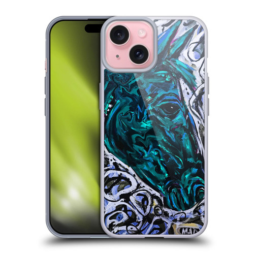 Mad Dog Art Gallery Animals Blue Horse Soft Gel Case for Apple iPhone 15
