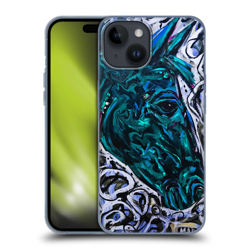 Mad Dog Art Gallery Animals Blue Horse Soft Gel Case for Apple iPhone 15