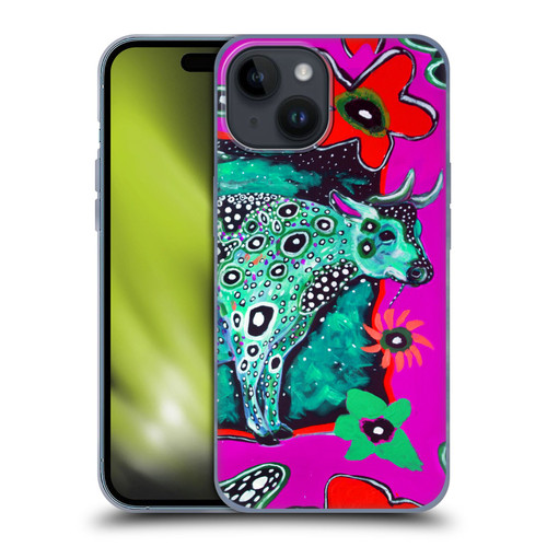 Mad Dog Art Gallery Animals Cosmic Cow Soft Gel Case for Apple iPhone 15