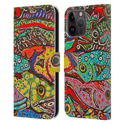 Mad Dog Art Gallery Assorted Designs Many Mad Fish Leather Book Wallet Case Cover For Apple iPhone 15 Pro Max