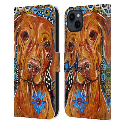 Mad Dog Art Gallery Dogs 2 Viszla Leather Book Wallet Case Cover For Apple iPhone 15 Plus
