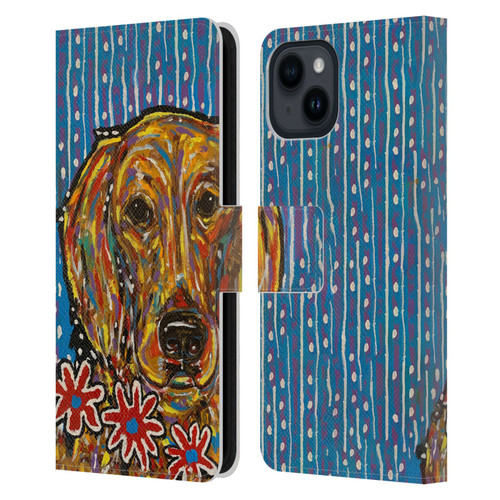 Mad Dog Art Gallery Dog 5 Golden Retriever Leather Book Wallet Case Cover For Apple iPhone 15