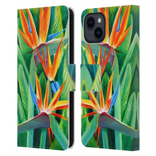 Graeme Stevenson Assorted Designs Birds Of Paradise Leather Book Wallet Case Cover For Apple iPhone 15