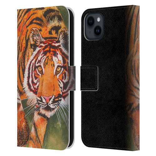 Graeme Stevenson Assorted Designs Tiger 1 Leather Book Wallet Case Cover For Apple iPhone 15 Plus