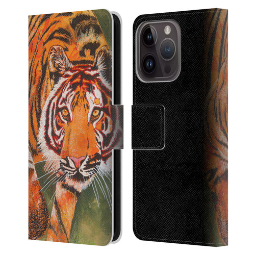 Graeme Stevenson Assorted Designs Tiger 1 Leather Book Wallet Case Cover For Apple iPhone 15 Pro