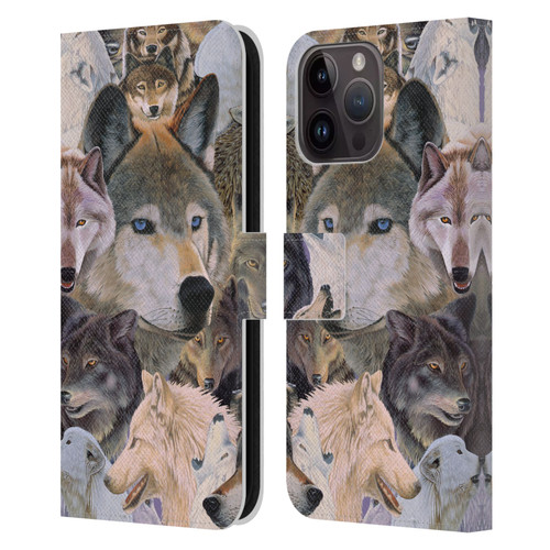 Graeme Stevenson Wildlife Wolves 1 Leather Book Wallet Case Cover For Apple iPhone 15 Pro Max