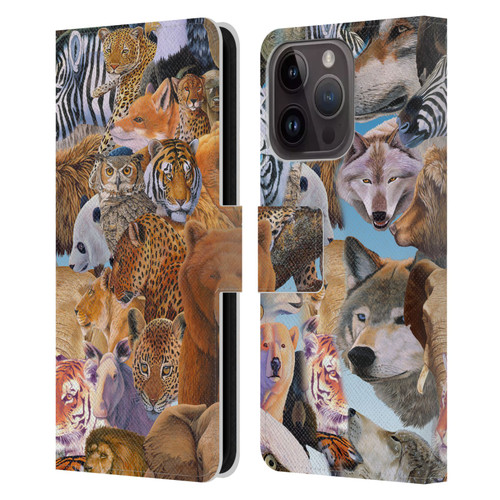 Graeme Stevenson Wildlife Animals Leather Book Wallet Case Cover For Apple iPhone 15 Pro
